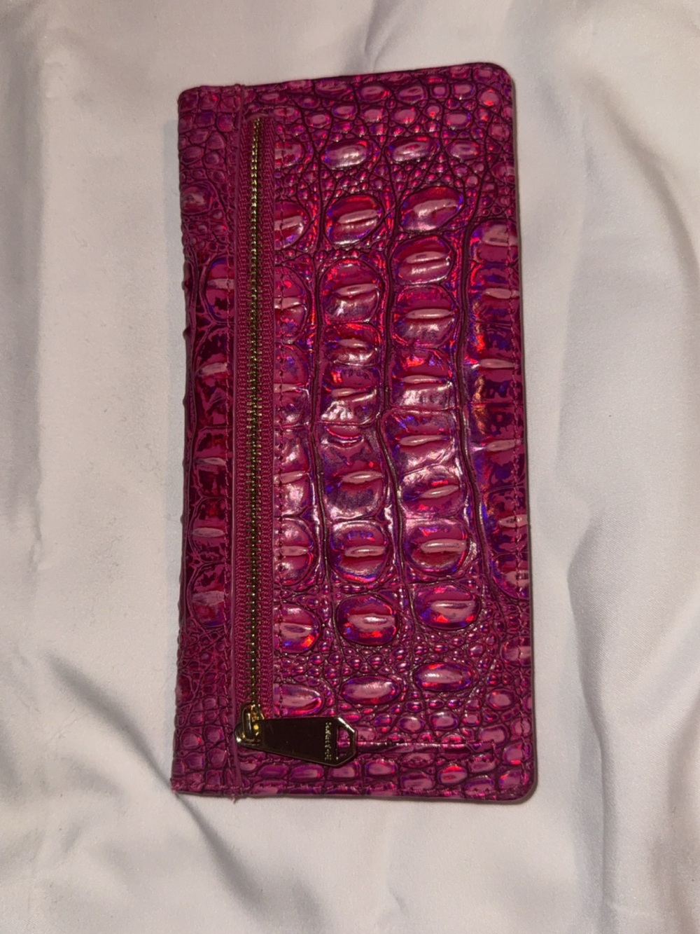Brahmin Pink Potion Croc Embossed Leather Tote w/Matching Wallet & Card Holder - Picture 8 of 10